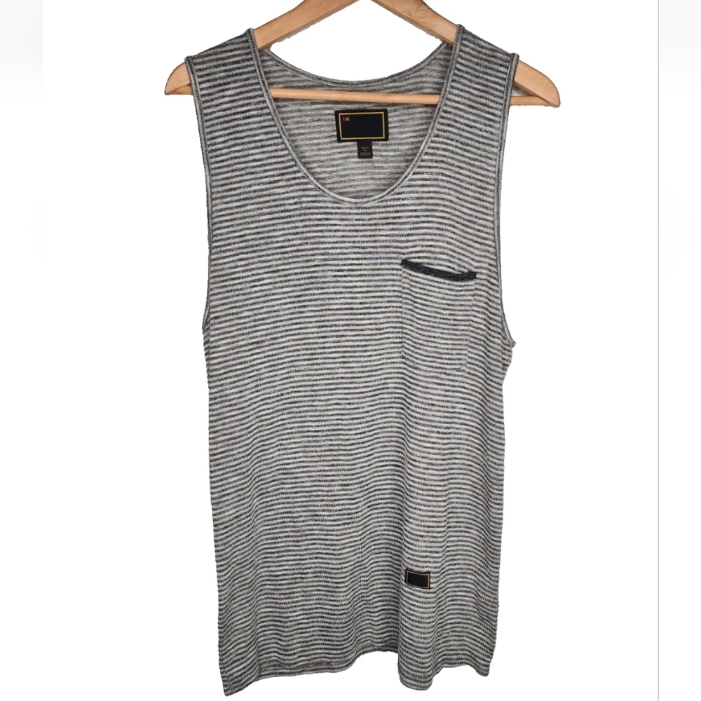 RMK Sleeveless Striped Sweater Knit Tank in Gray Size M